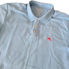 Tommy Bahama Islandzone Supima Men's Large Light Blue Tropical Short Sleeve Polo
