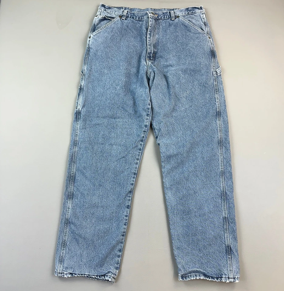 Work N Sport Jeans Mens 36x32 Blue Denim Carpenter Flannel Lined Work Wear - Image 2 of 4