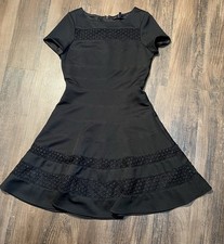 Women  s White House Black Market Black Midi Short Sleeve Dress Size 8
