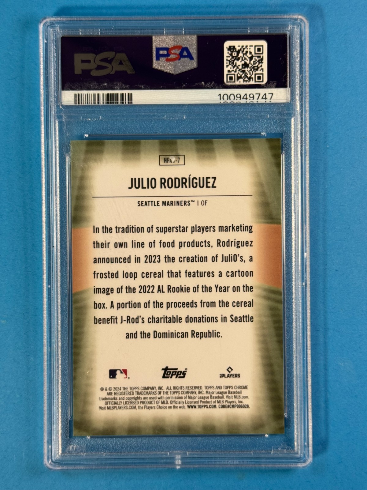 2024 Topps - Home Field Advantage Julio Rodriguez #HFA-7 PSA 10 view 2