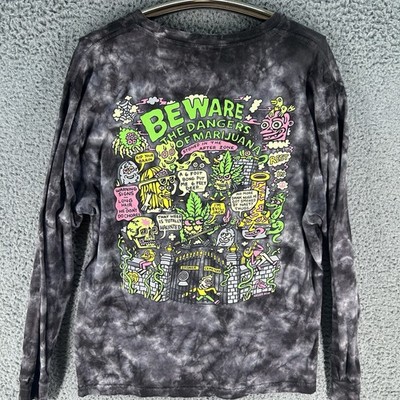 Killer Acid Long Sleeve Shirt Large Tie Dye Black Marijuana Stoner Cemetery Y2K