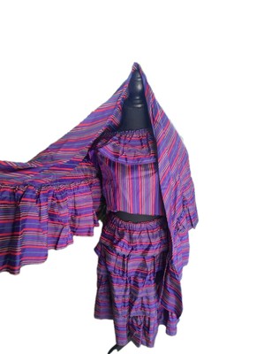 70s Disco 3 Piece Dress. Tube Top With Shawl And Skirt