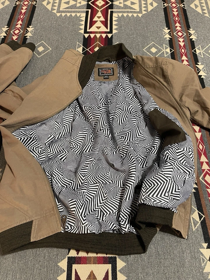 Chaqueta de bombardero Volcom Mocha marrón Bombax surf monopatín talla M para hombre T42 Foto 4 de 4
