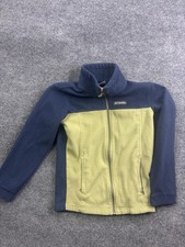 Columbia Jacket Youth Medium 10/12 Blue Green Fleece Full Zip Pockets Warm