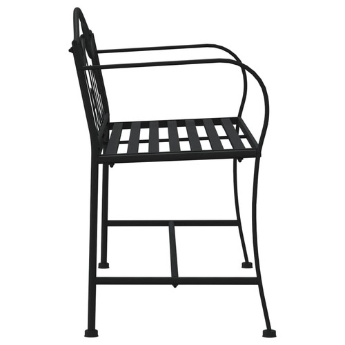 Garden Bench Lounge Seat Outdoor Chair Furniture 2-Seater Black Steel vidaXL - Picture 4 of 7