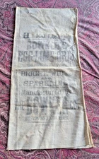 Bowker fertilizer sack egg lime grit 100 lb antique cloth empty bag dish towel