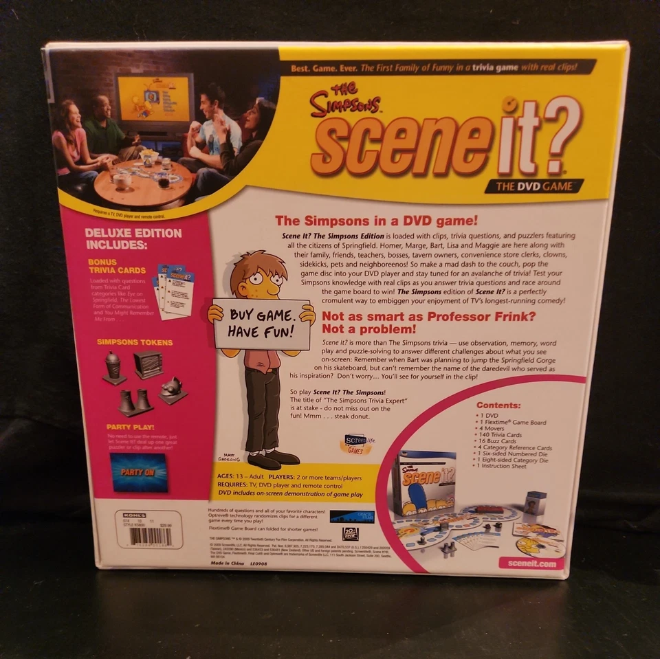 The Simpsons Scene It? DVD Board Game-Mattel 2009-New OPEN Box COMPLETE - Image 3 of 3