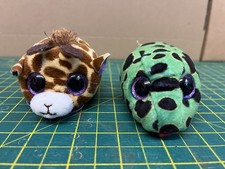 Ty Teeny Tys Mabs Giraffe & Garter Snake Stackable Plush Screen Cleaner Pair