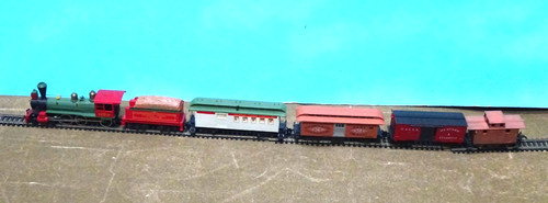 Escala HO 1/87 Tyco/MANTAUA 1880+ motor de tren 4-4-2 + 4 vagones mixtos PRE oop | Condition: Used