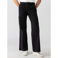 Sanctuary Reissue Cargo Pants Black Relaxed Fit Twill Pockets Flare Leg Sz L