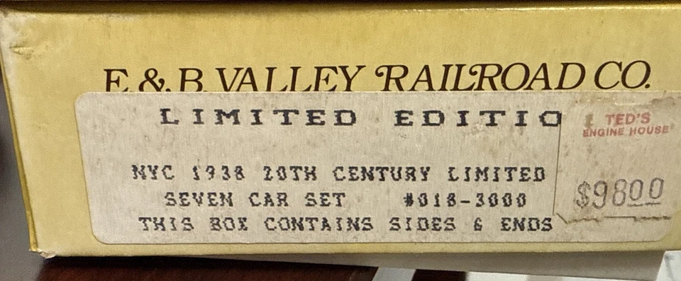 E&B Valley escala HO New York Central Railroad 7 vagones siglo XX conjunto limitado Foto 2 de 4