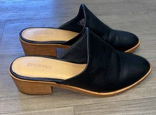 Soludos Venetian Mule Slip On Shoes Clogs Women's 7.5 Black Leather Block Heel 