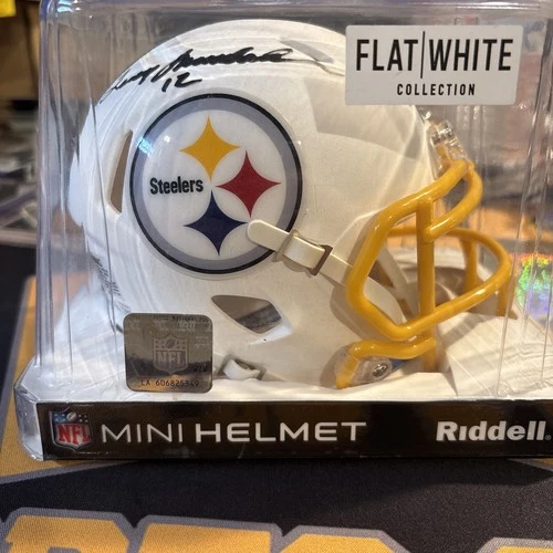 Terry Bradshaw Signed Mini Helmet Flat White Collection Beckett COA WB07151