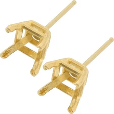 14K Yellow Gold 4-Prong Princess Basket Earrings – For 1ct (5.5mm) Stones