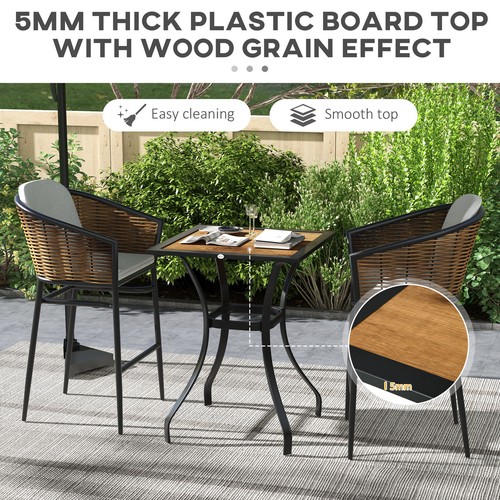 Outsunny 28" Outdoor Bar Table Plastic Board Garden Table, Brown - Picture 6 of 11
