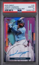2025 Junior Caminero /125 OnCard Auto Topps Finest Purple Refractor FA-JC PSA 10