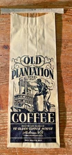 Old Plantation Coffee Bag VTG Advertising One Pound Package Terre Haute IN