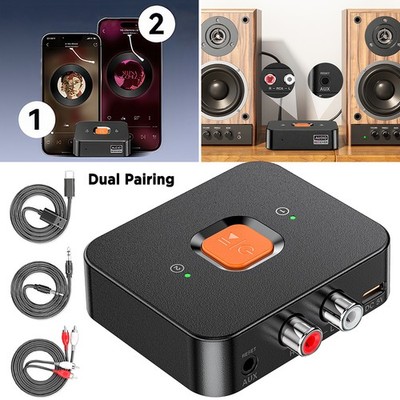 Bluetooth 6.0 Receiver for Home Stereo AUX Adapter with AUX 3.5mm/RCA Long Range