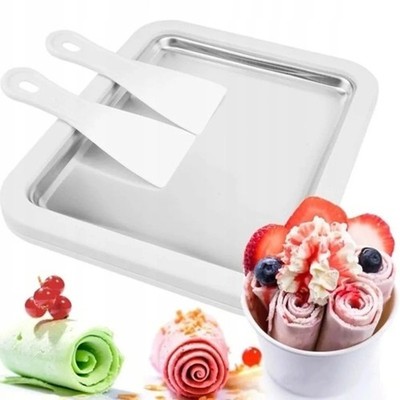 Eisrollen Maker Kühlplatte Edelstahl Fried Ice Cream Rollen Eismacher Spatel