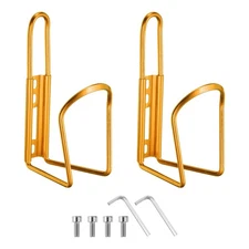 2pcs Bike Water Bottle Cage Ultralight Aluminum Holder with Hardware, Yellow