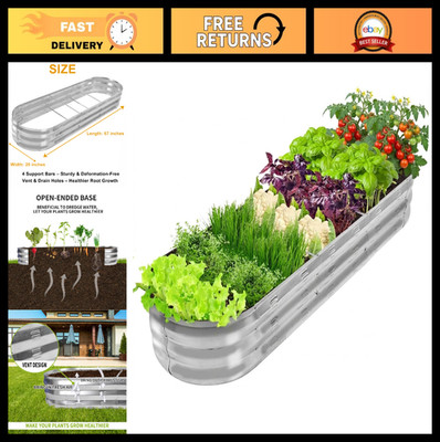 67'' Galvanized Raised Garden Bed - Metal Planter Box for Vegetables & Flowers, E