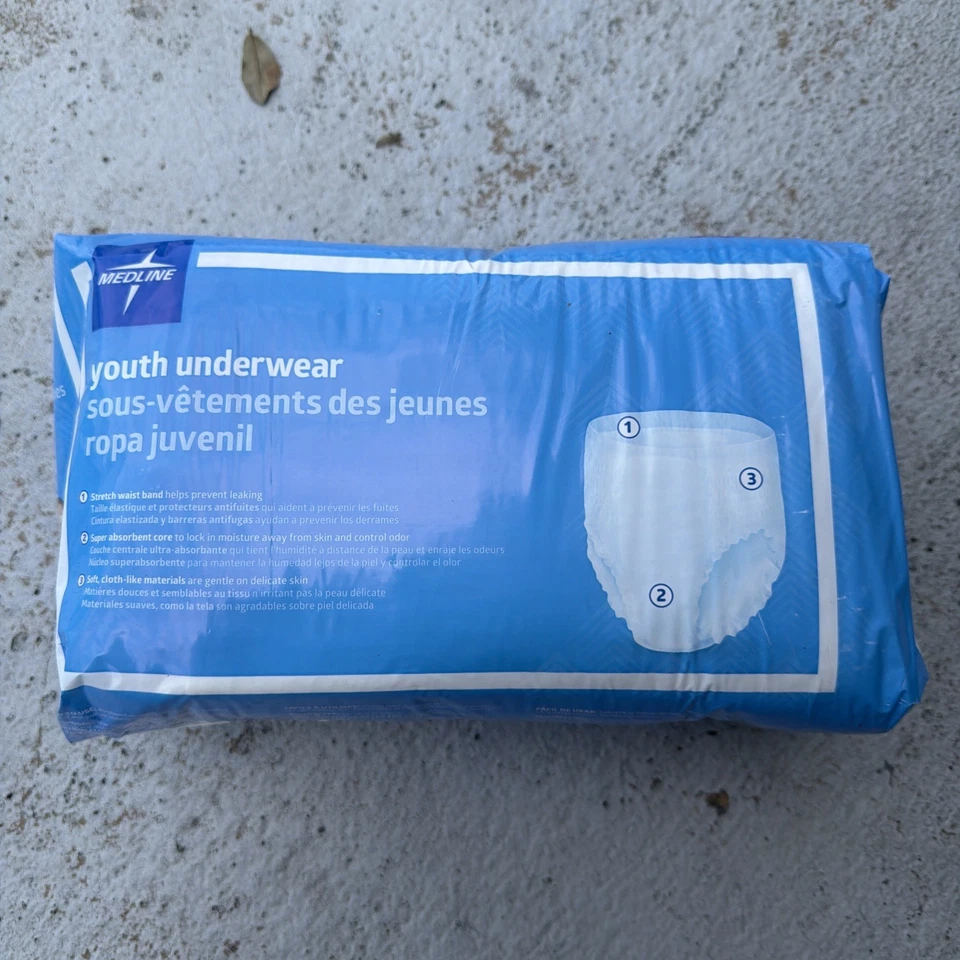 Paquete de 12 unidades de ropa interior juvenil Medline talla L-XL (60-125 libras) Foto 2 de 2