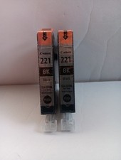 Genuine Canon 221 BK Black Ink Tank Lot Of 2 CLI-221BK NEW OPEN BOX