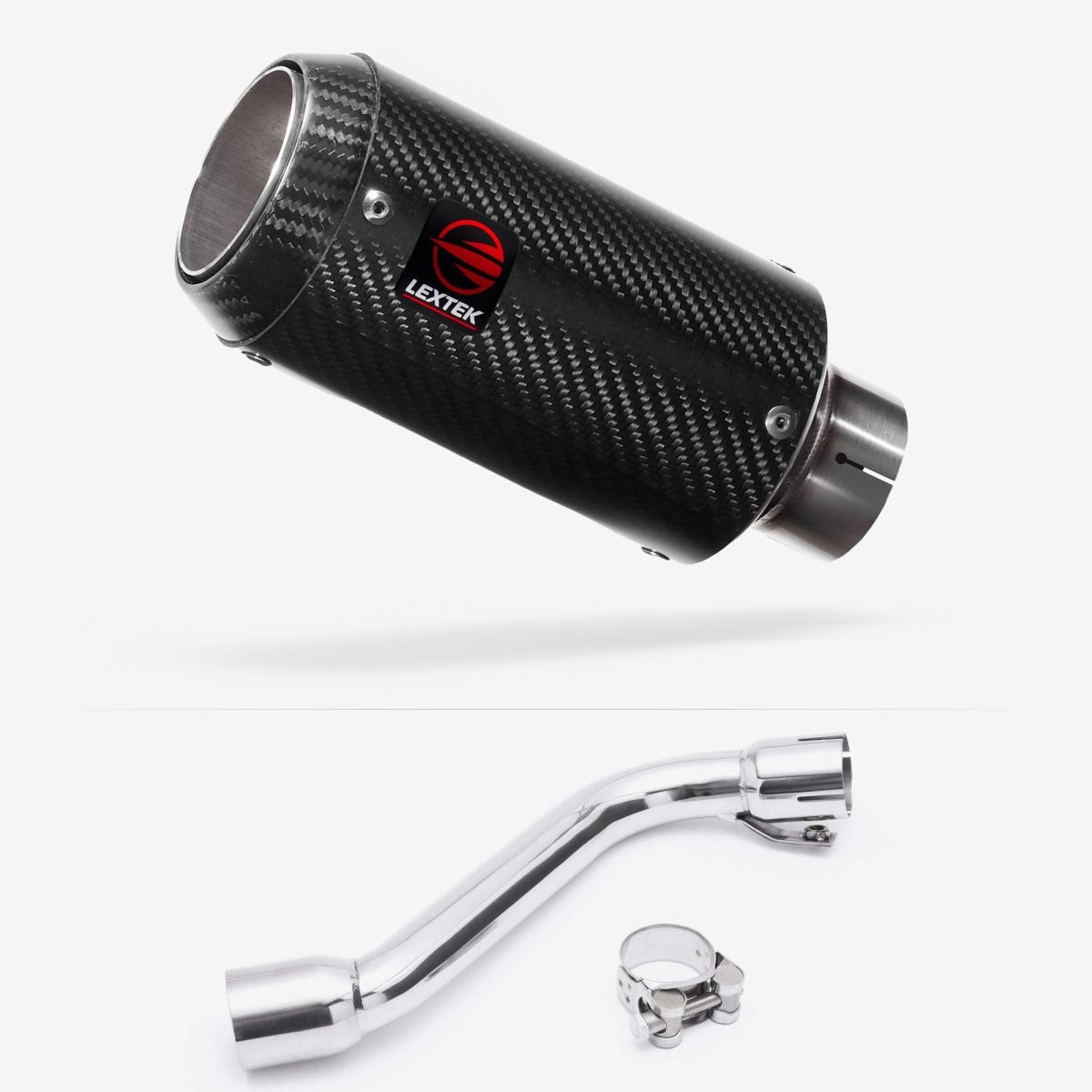 Lextek Carbon Fibre CP8C 150mm Exhaust with Link Pipe Silencer Rear Polished