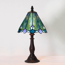 Vintage Tiffany Butterfly Stained Glass Table Lamp 3-Way LED Bedside Light 6x13"
