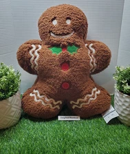 Brentwood Gingerbread Man Plush Pillow 18" Soft Fluffy Holiday Decor 🎄 NEW