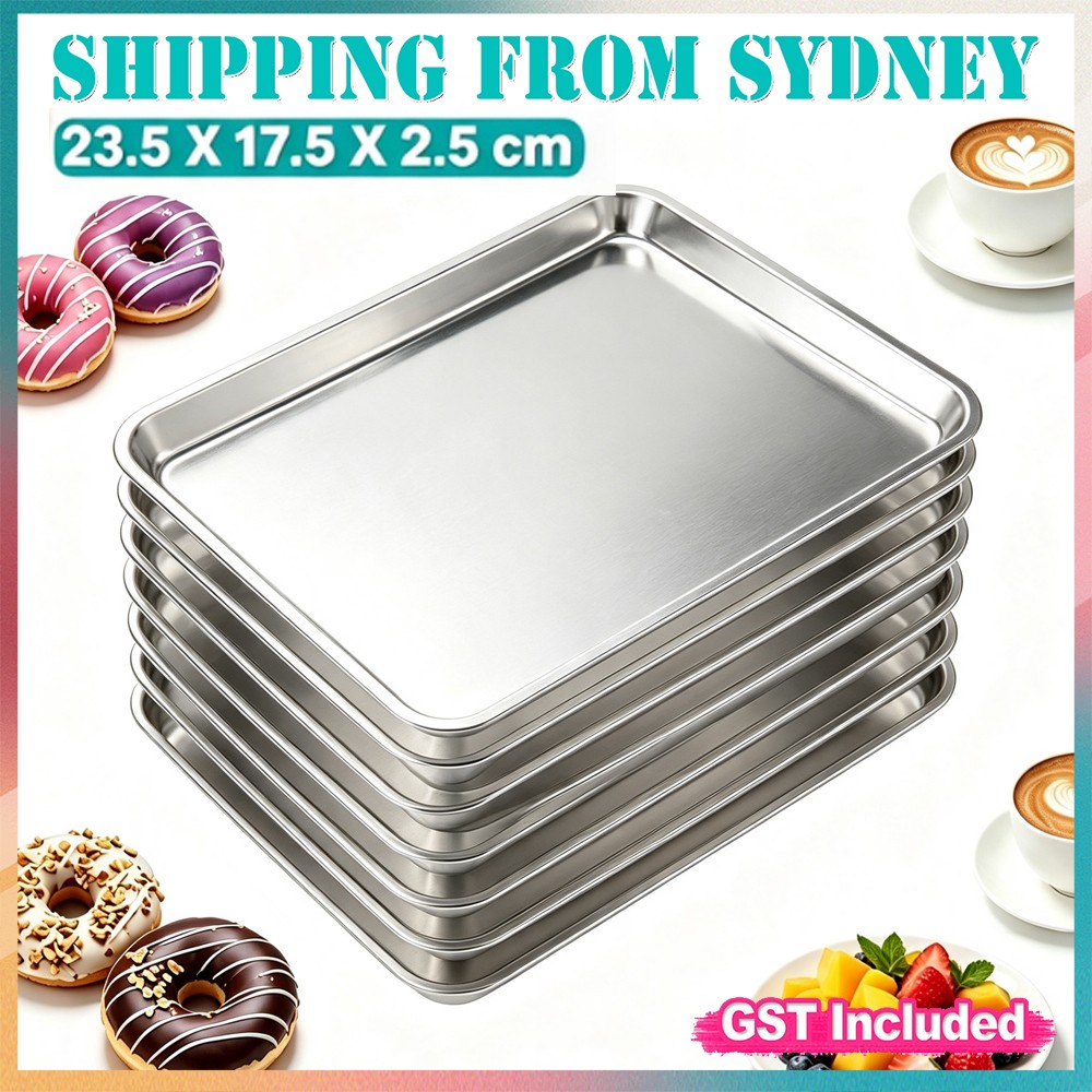 2X Baking Sheet Stainless Steel Oven Tray Pan Toaster Dish BBQ Cookie Fruit Cake
