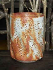 Shino Yunomi Mino Ware Tea Cup with Repair Japanese Traditional Pottery Antique