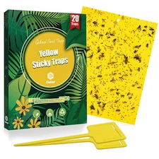 Gideal 20-Pack Dual-Sided Yellow Sticky Traps for Flying 20-Pack, 