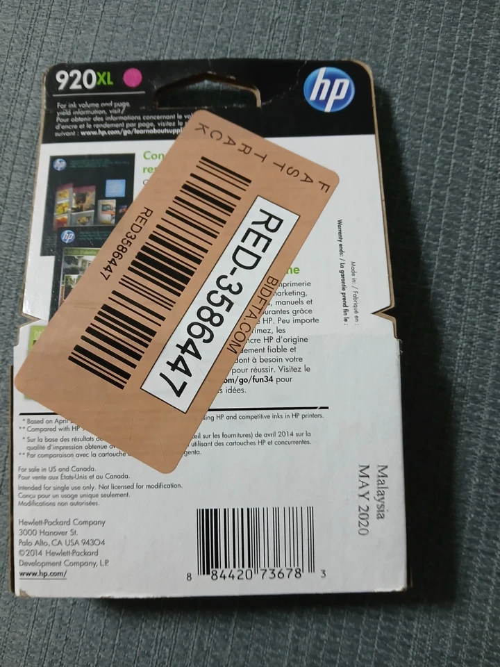 Genuine HP 920XL Magenta High-yield Ink Cartridge (CD973AN#140)exp2020 - Image 2 of 2