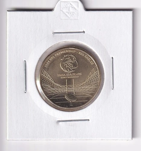 AUSTRALIAN: 2024 $1 NRL RUGBY MANLY SEA EAGLES UNC COIN IN 2X2 HOLDER #429