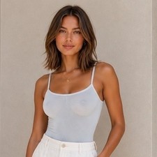 SKIMS Summer Mesh Strappy Cami Bodysuit Sky Medium