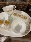 Vintage Pyrex Butter Dish W/ Lid Butterfly Gold  Salt Pepper Cream Sugar Tray