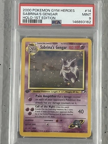Pokémon 2000 Gym Heroes Sabrina's Gengar 1st Edition Holo PSA 9 #14 MINT