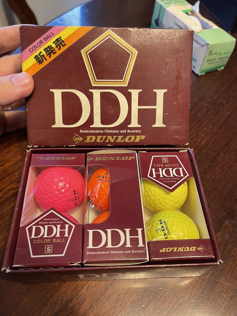 Vintage Dunlop Maxfli DDH II Golf Balls orange yellow pink Colors