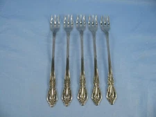 Oneida (5) Stainless Distinction Deluxe  FLORAL BOUQUET Cocktail Forks  6"