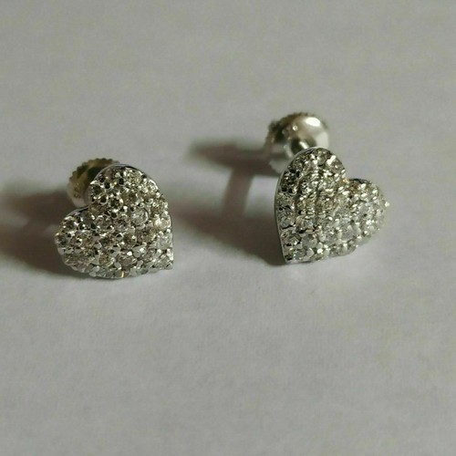 1.75Ct Heart Shape Round Cut Lab Created Diamond Earrings 14k White Gold Finish - Picture 4 of 7