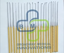 Rhoton Micro Dissector Set 20 Pieces with Gold Neurosurgery Surgical Instruments