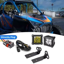 40W 3'' LED Light Pods+A-Pillar Mounts Wire For Polaris RZR Turbo R/R4 2022-2024