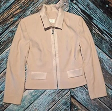 Cache Rina Rossie Size 14 Women's Cream Zip Up Collared Jacket