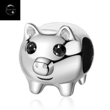 Sterling Silver 925 Charm Pig Family Animal Bead Gift Daughter Friend Sister Mum