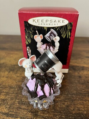 Hallmark Keepsake Christmas Ornament Friendship Sundae 1994 Mice Hershey Syrup