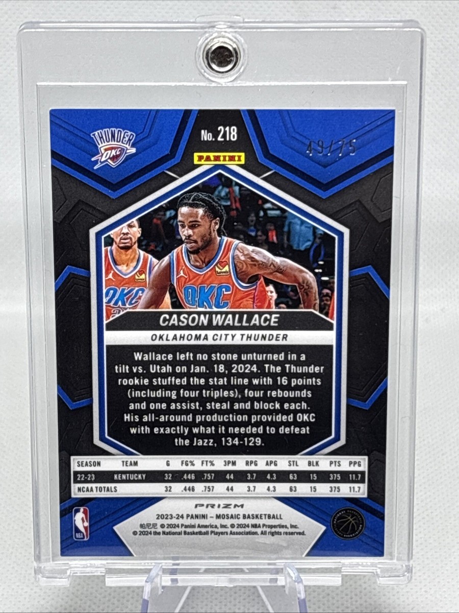 2023-24 Mosaic #218 Cason Wallace /75 Green Mosaic Thunder Rookie