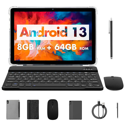 PRITOM TOUCH 10 plus 10 Inch Android 13 Tablet, 8(4+4)GB+64GB 1TB Expand, Wifi 6