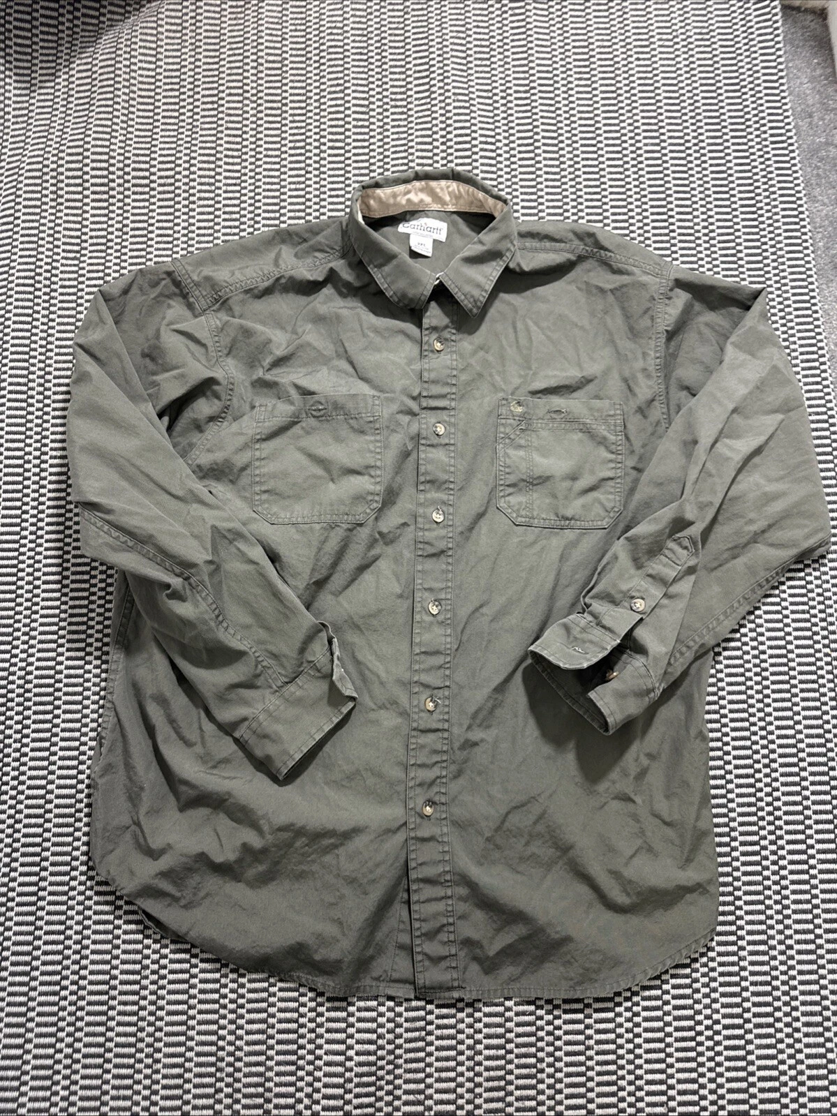 Carhartt 2 pocket outdoor workwear shirt men size 2XL all cotton long sleeve
