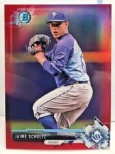 Jaime Schultz 2017 Bowman Chrome MINI Prospect RED Refractor #'d 3/10 - RAYS